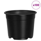 Vaso Rotondo per Fiori 100 pcs Nero Ø 10 x 8 cm Plastica