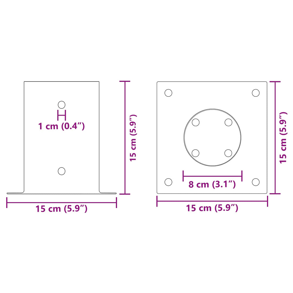 Ancora rotonda per terreno 4 pcs Argento 15 x 15 x 15 cm