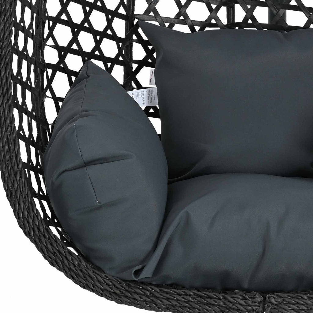 Sedia a uovo sospesa senza supporto Antracite e Nero polyrattan