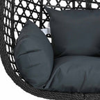 Sedia a uovo sospesa senza supporto Antracite e Nero polyrattan