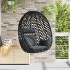 Sedia a uovo sospesa senza supporto Antracite e Nero polyrattan