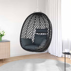 Sedia a uovo sospesa senza supporto Antracite e Nero polyrattan