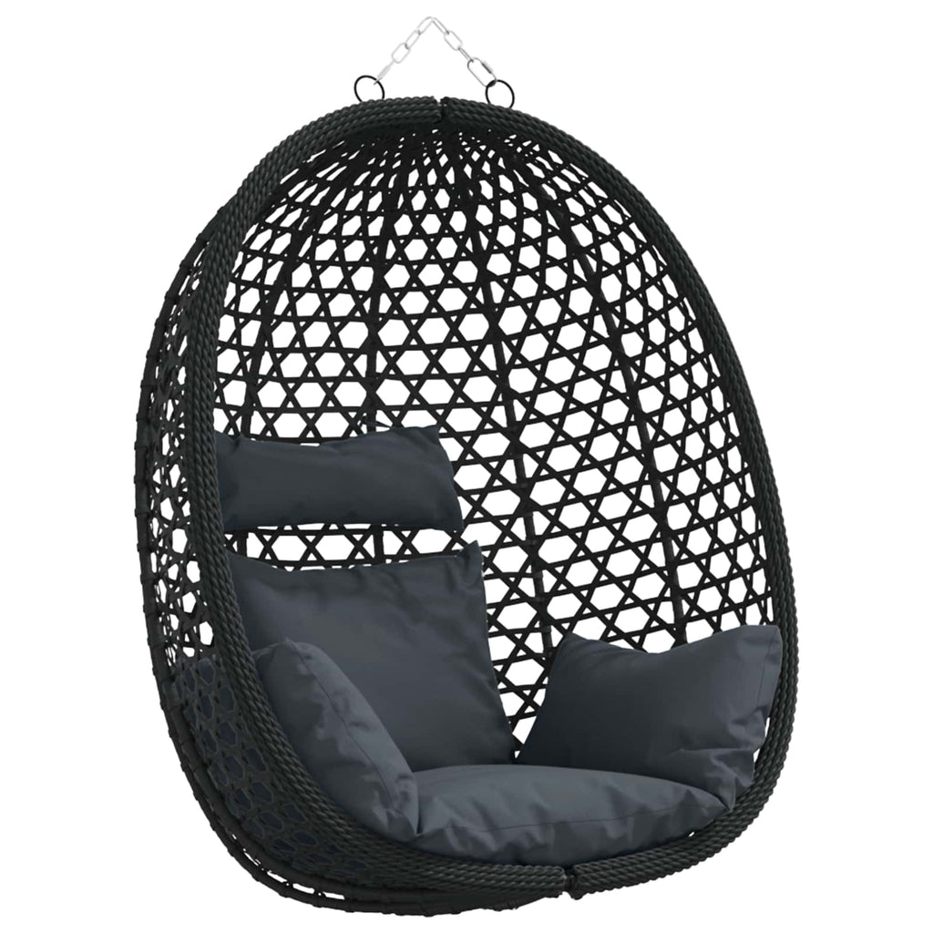 Sedia a uovo sospesa senza supporto Antracite e Nero polyrattan