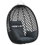 Sedia a uovo sospesa senza supporto Antracite e Nero polyrattan