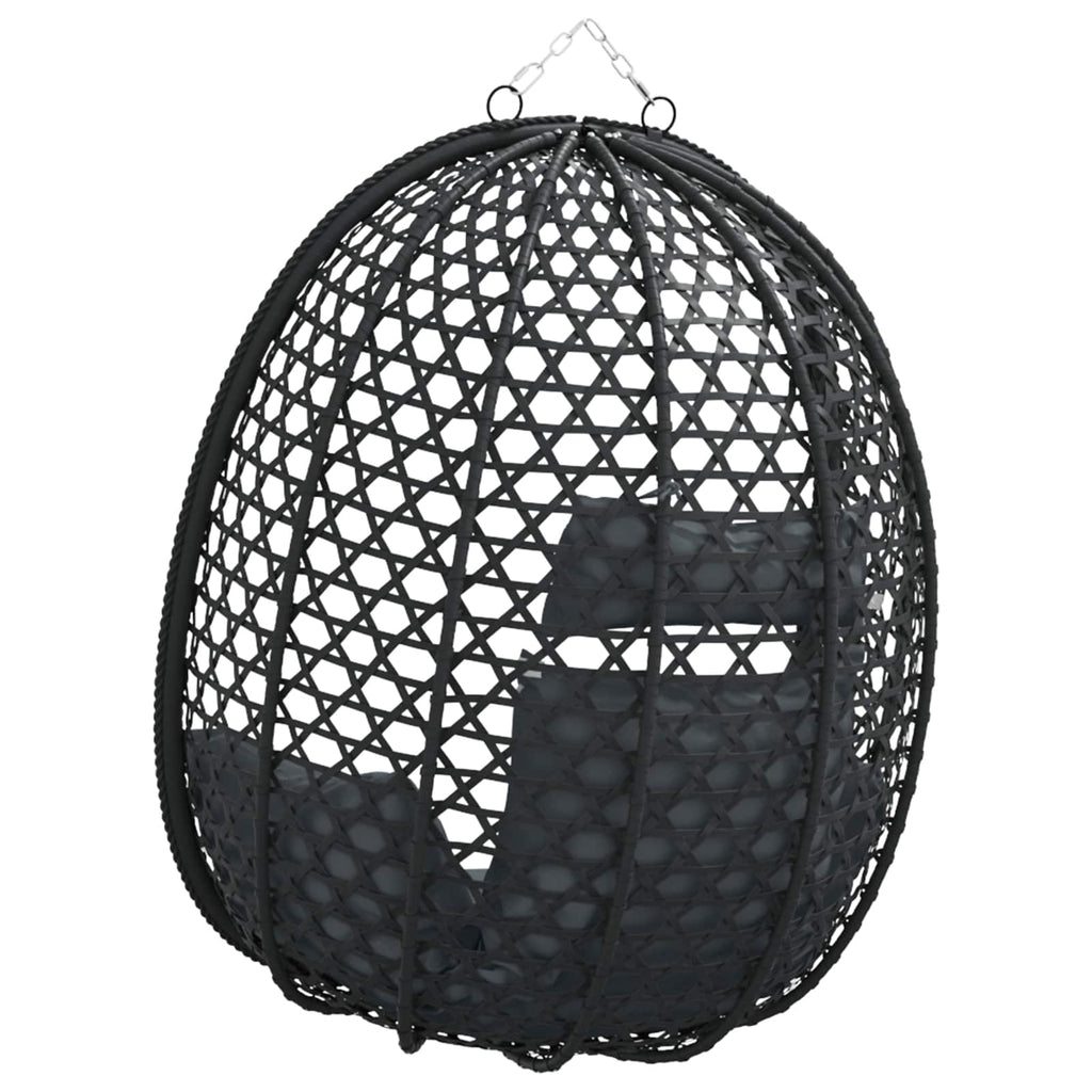 Sedia a uovo sospesa senza supporto Antracite e Nero polyrattan