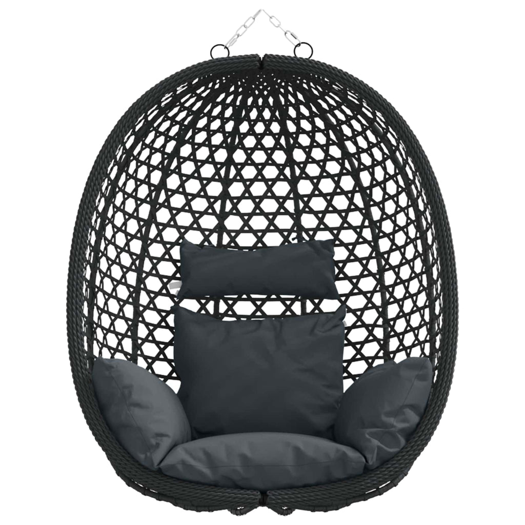 Sedia a uovo sospesa senza supporto Antracite e Nero polyrattan