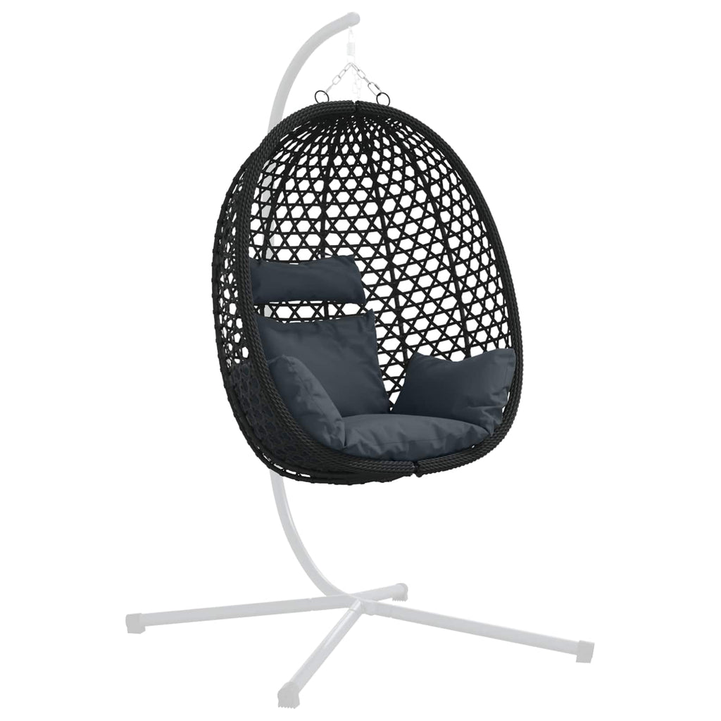 Sedia a uovo sospesa senza supporto Antracite e Nero polyrattan