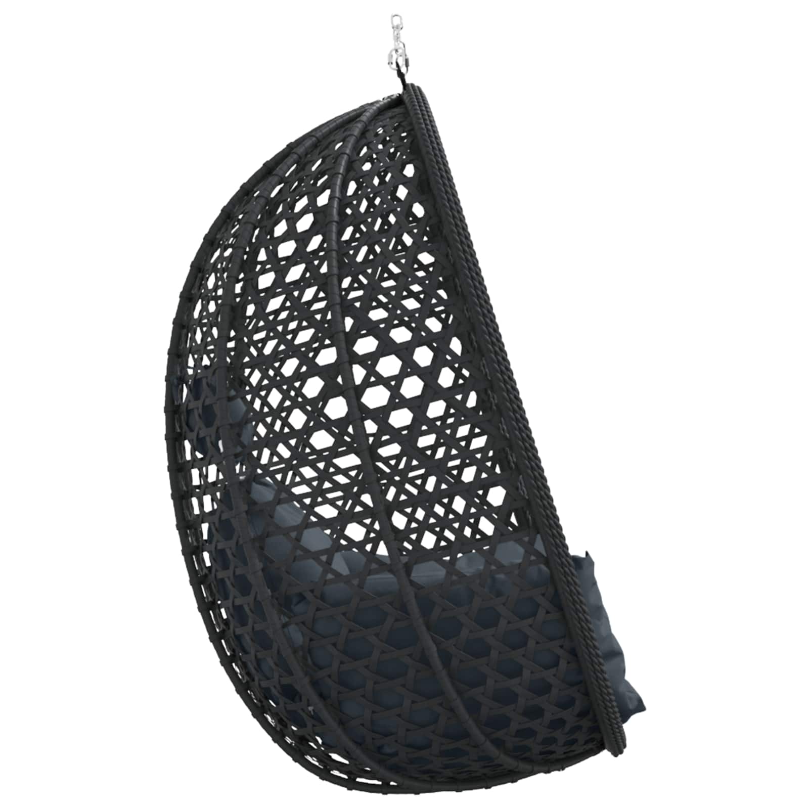 Sedia a uovo sospesa senza supporto Antracite e Nero polyrattan