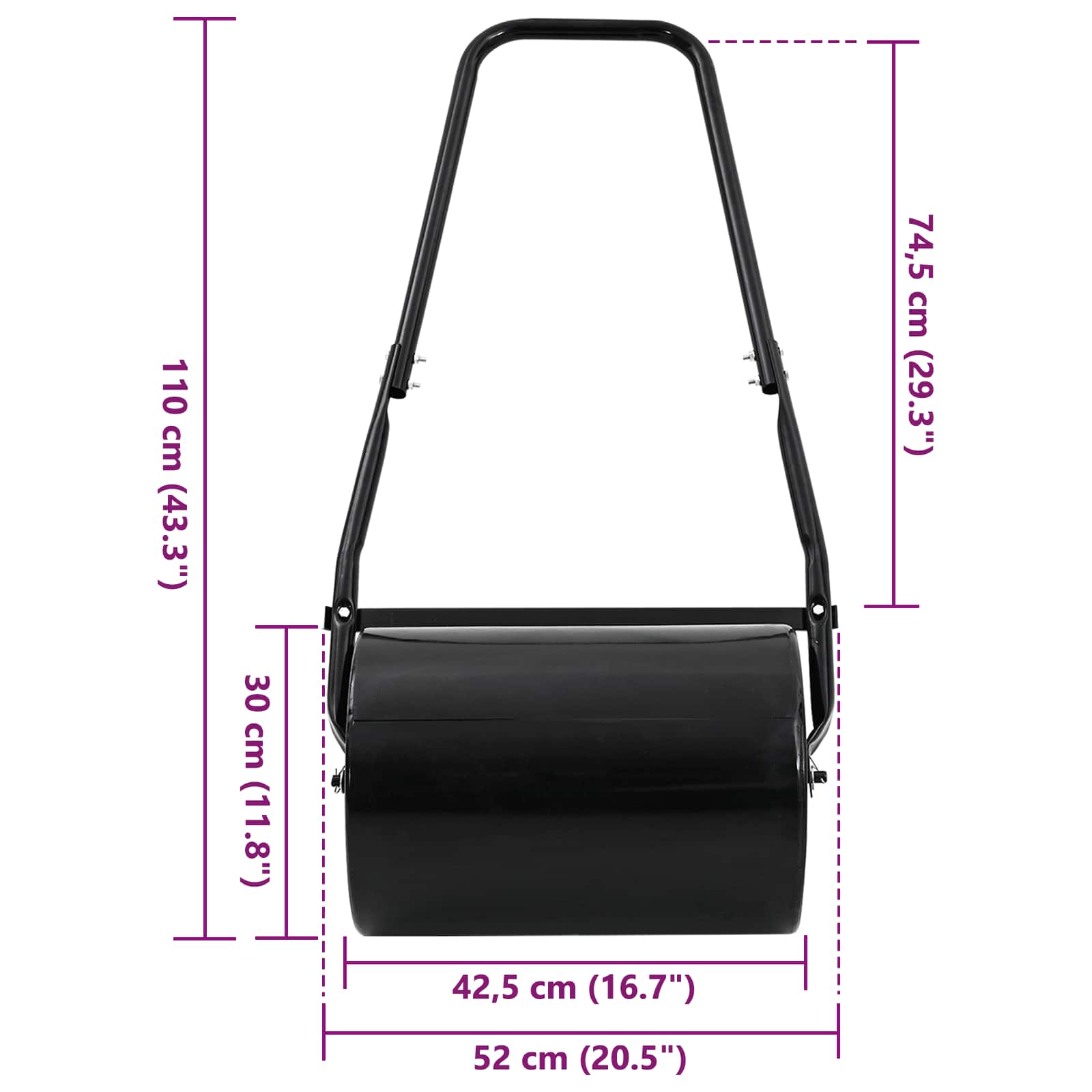 Rullo per Giardino Nero 110 x 52 cm Ferro