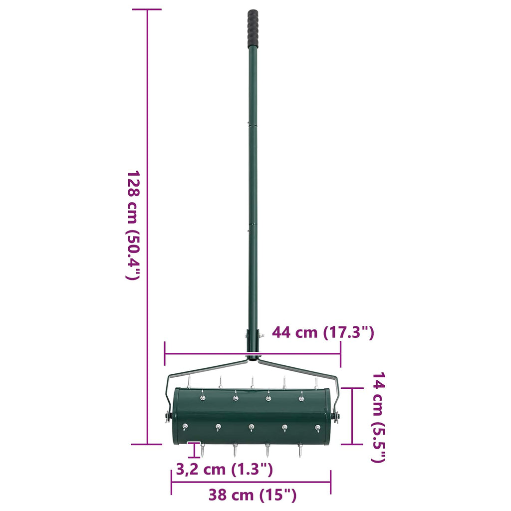 Rullo per Prato da Tirare con Pinze Aeratore Verde 128 x 38 cm