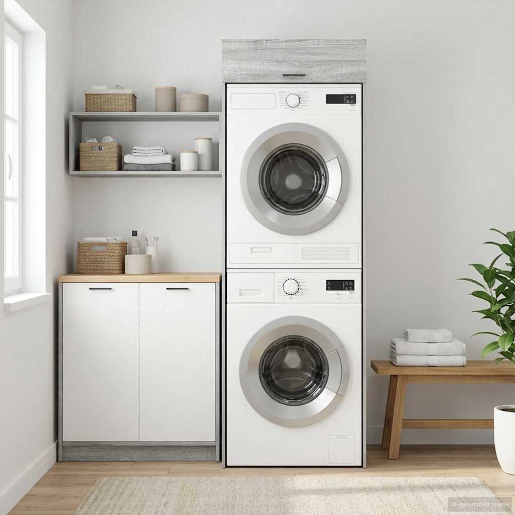 Mobiletto per lavatrice Grigio Sonoma 67,5 x 68 x 200 cm