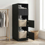 Mobile da lavanderia con porta Rovere Nero 50 x 68 x 162 cm