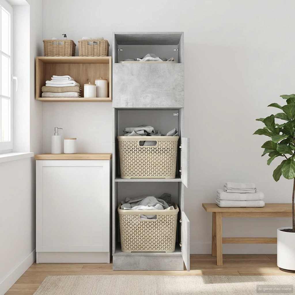 Mobile da lavanderia con porta Calcestruzzo 50 x 68 x 162 cm