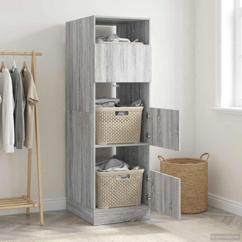 Mobile da lavanderia con porta Grigio Sonoma 50 x 68 x 162 cm