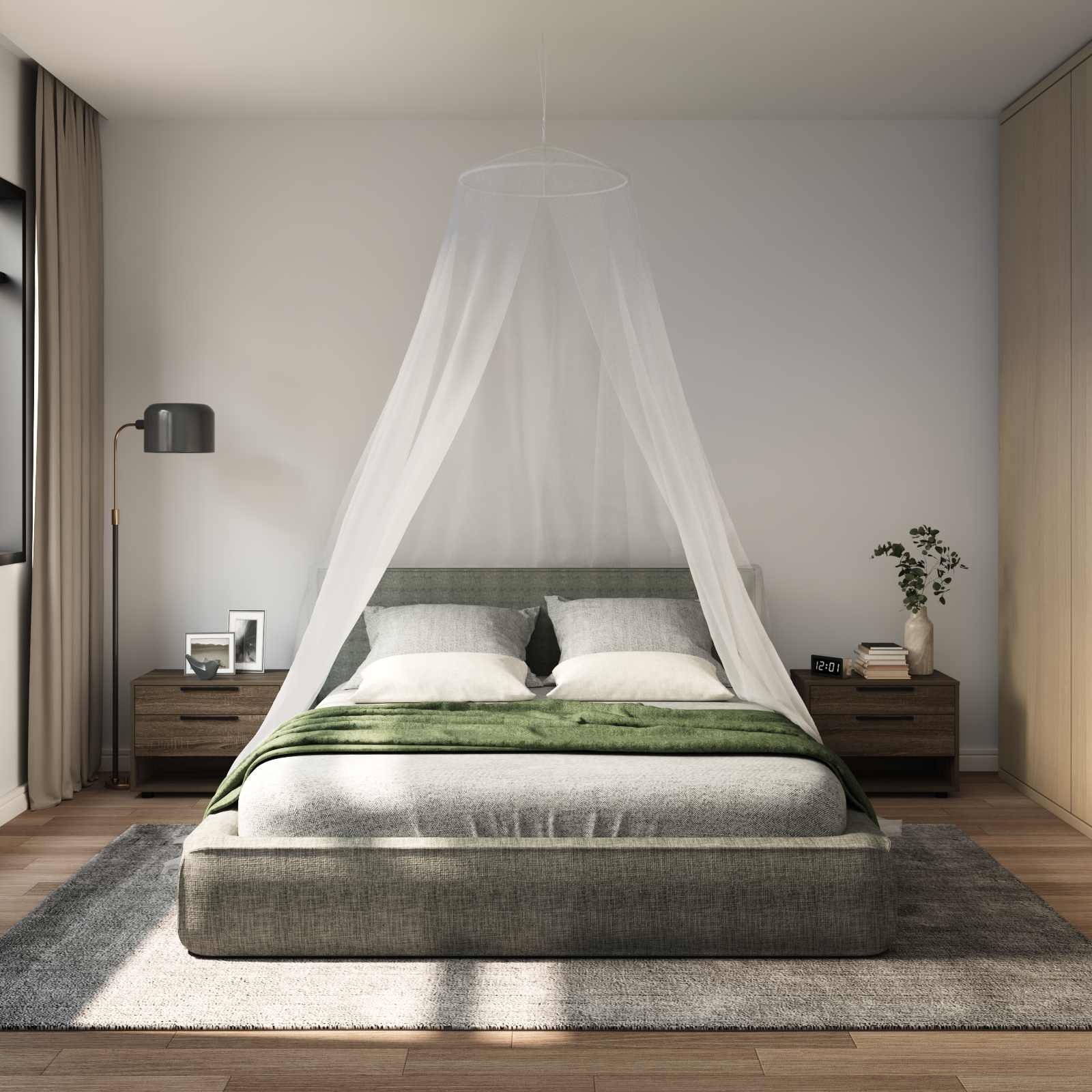 Zanzariera per letto 156 maglia 3 pcs Bianco Poliestere
