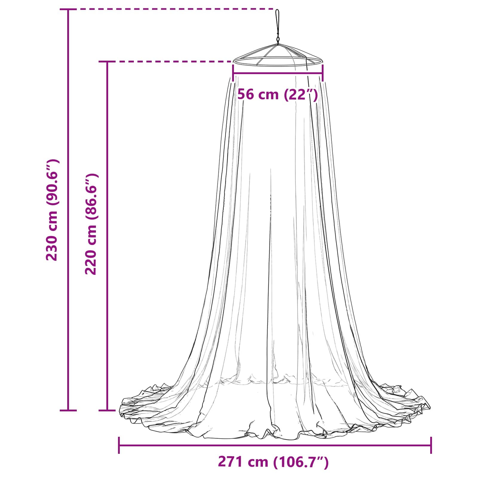 Zanzariera per letto 156 maglia 3 pcs Bianco Poliestere