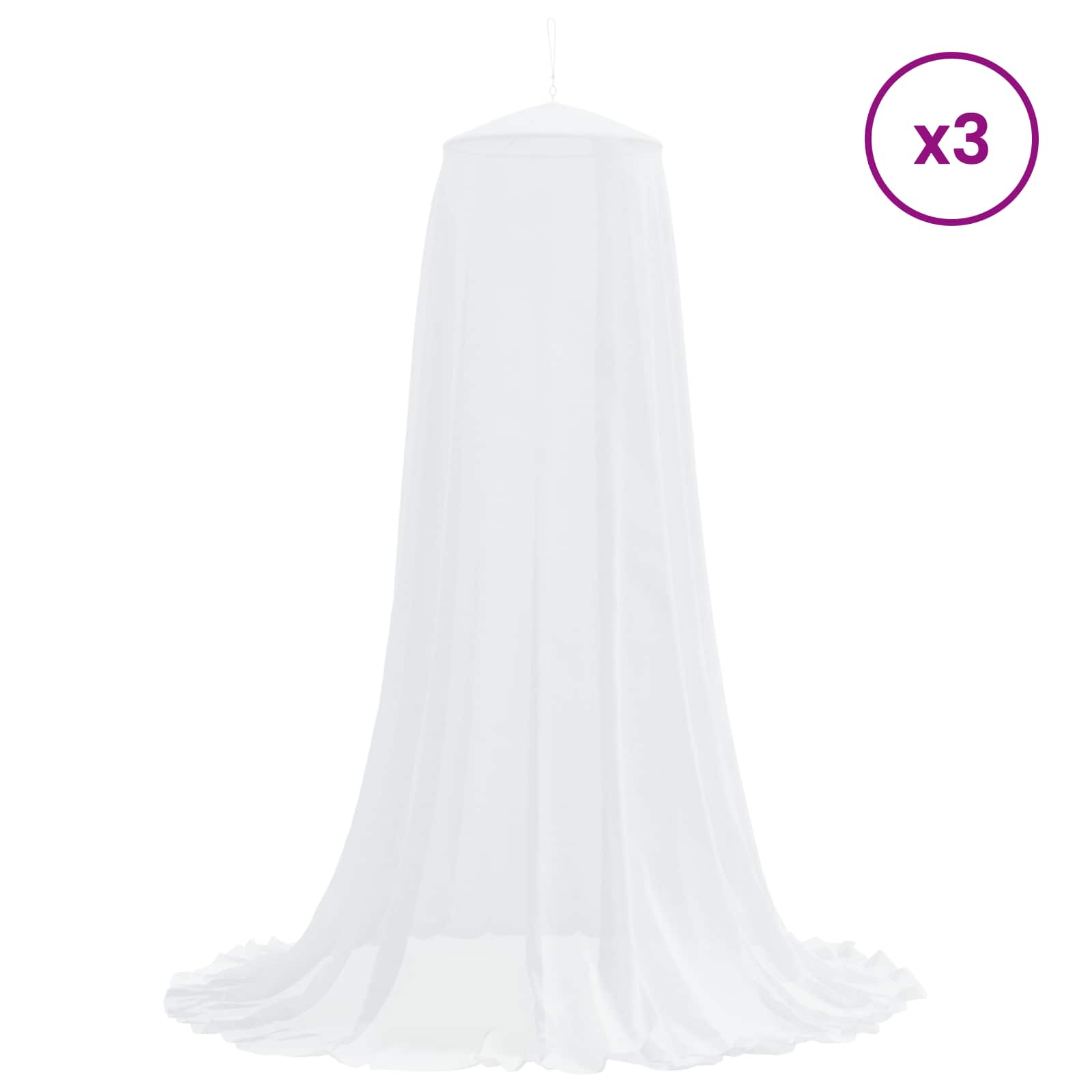 Zanzariera per letto 156 maglia 3 pcs Bianco Poliestere