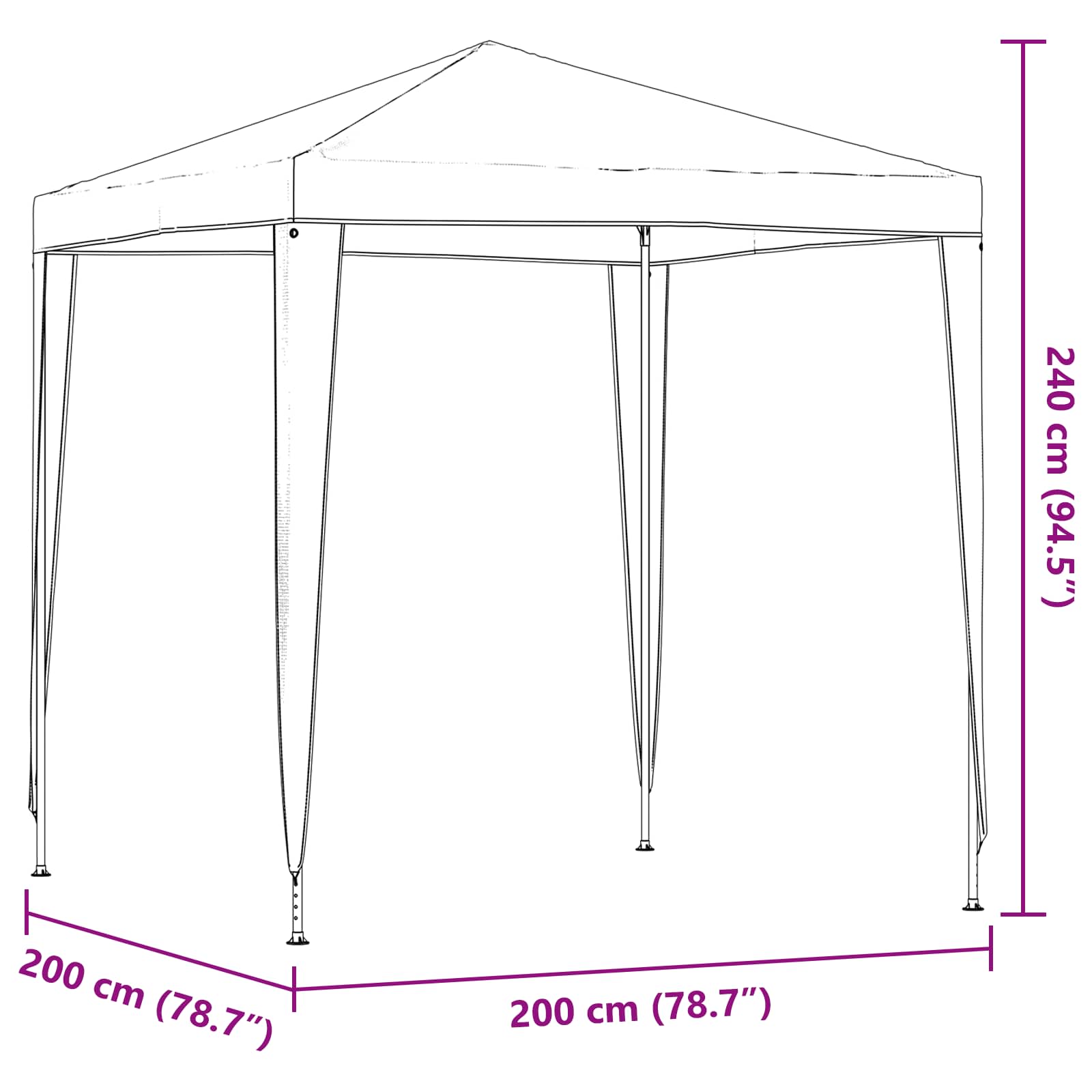 Tenda Party 200 x 200 x 240 cm Grigio Chiaro PE e Acciaio