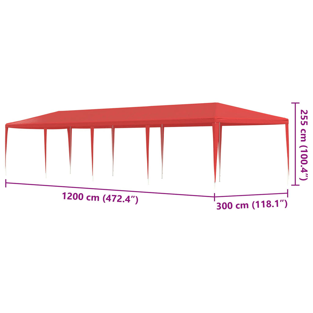 Tenda Party Rosso 1200 x 300 x 255 cm PE e Acciaio