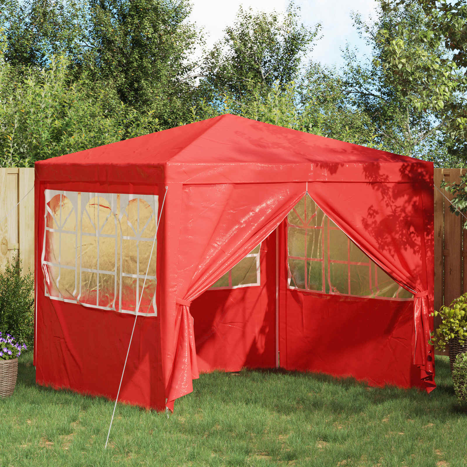 Tenda Party Rosso 250 x 250 x 240 cm PE e Acciaio