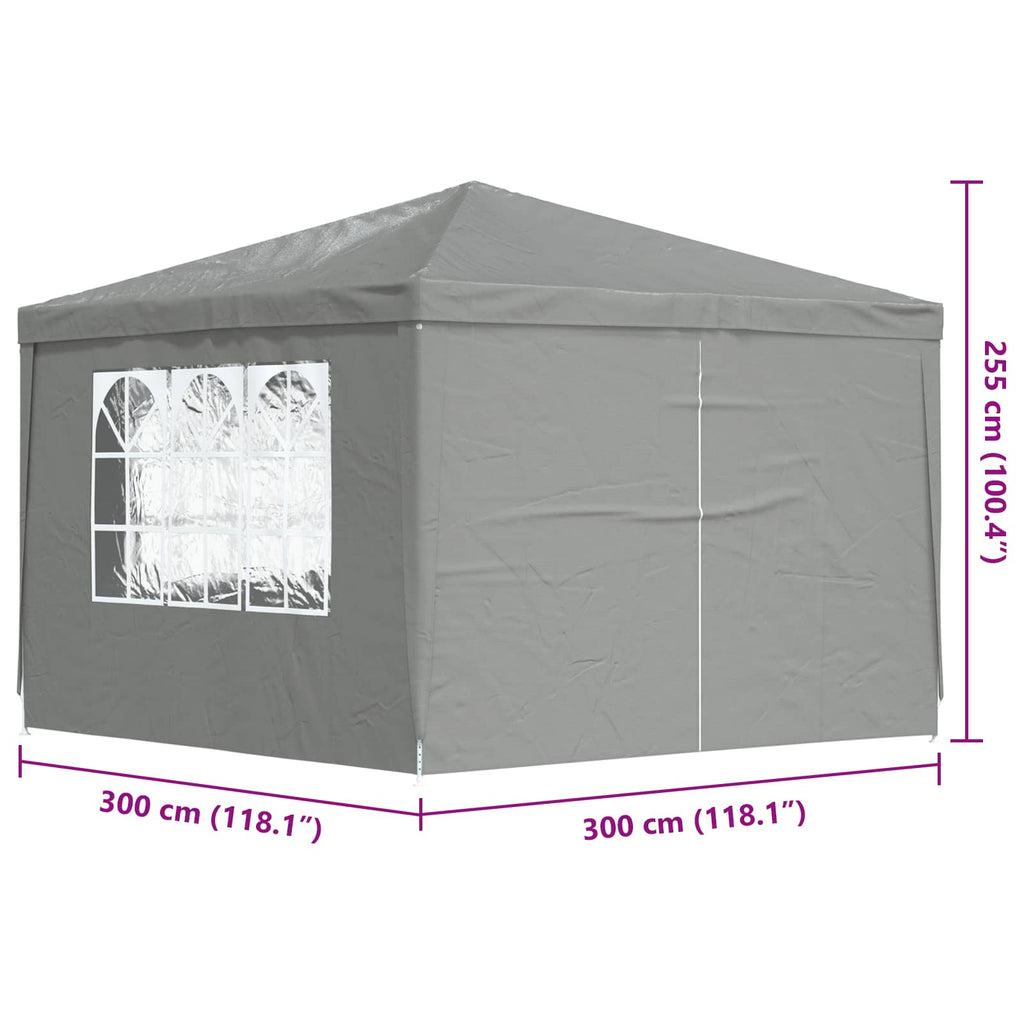 Tenda Party 300 x 300 x 255 cm Grigio Chiaro PE e Acciaio