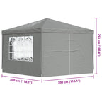 Tenda Party 300 x 300 x 255 cm Grigio Chiaro PE e Acciaio