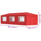 Tenda Party 900 x 300 x 255 cm Rosso PE e Acciaio
