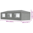 Tenda Party 900 x 300 x 255 cm Grigio Chiaro PE e Acciaio