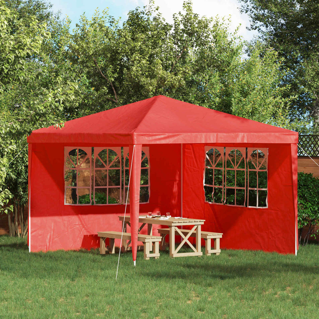 Parete per tenda da festa 2 pcs 300 x 195 cm Rosso PE e Acciaio