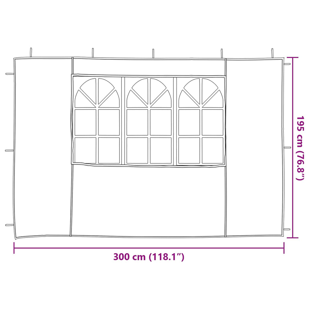 Parete per tenda da festa 2 pcs 300 x 195 cm Grigio Chiaro