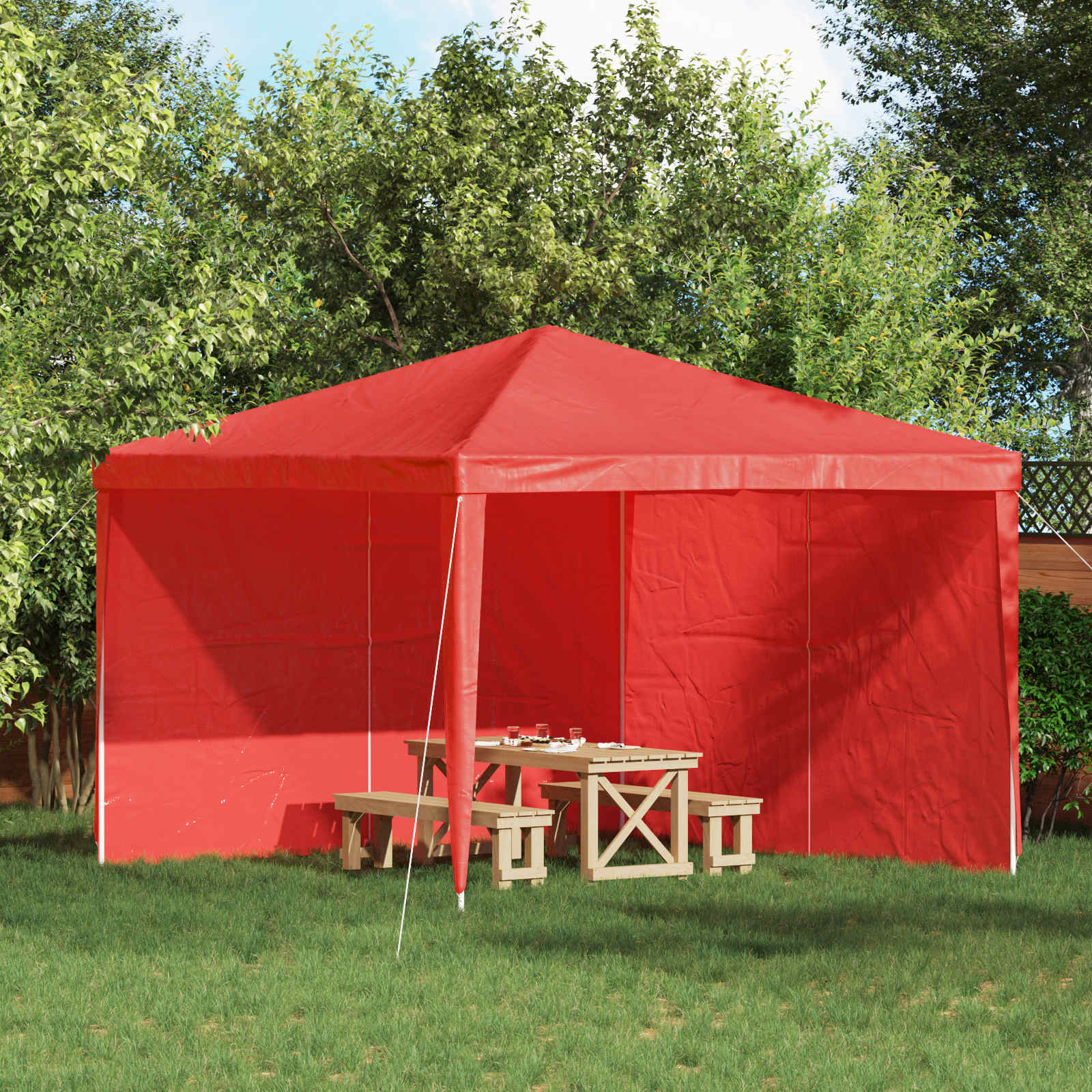 Parete per tenda da festa 2 pcs Rosso 300 x 195 cm PE e Acciaio