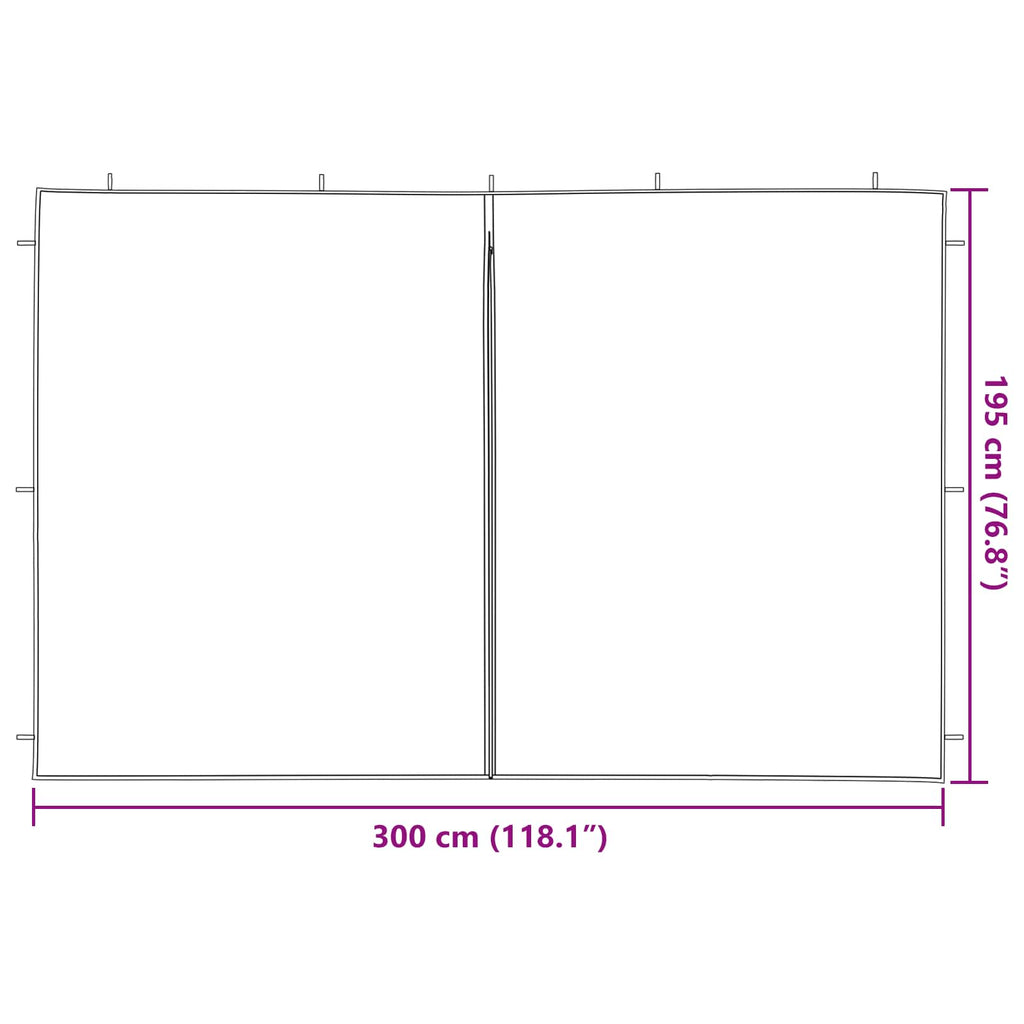 Parete per tenda da festa 2 pcs Rosso 300 x 195 cm PE e Acciaio