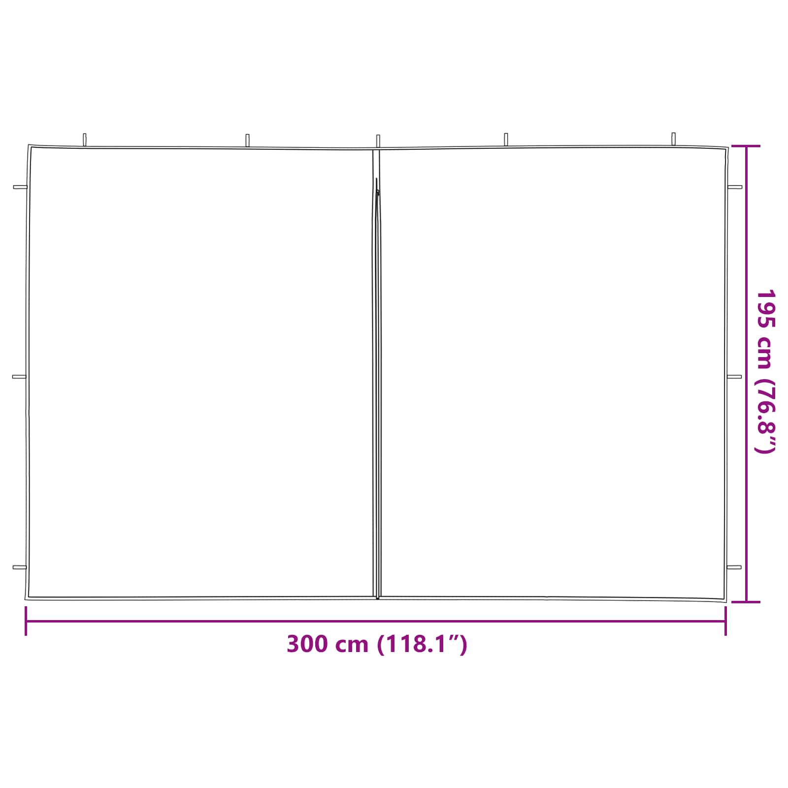 Parete per tenda da festa 2 pcs Rosso 300 x 195 cm PE e Acciaio