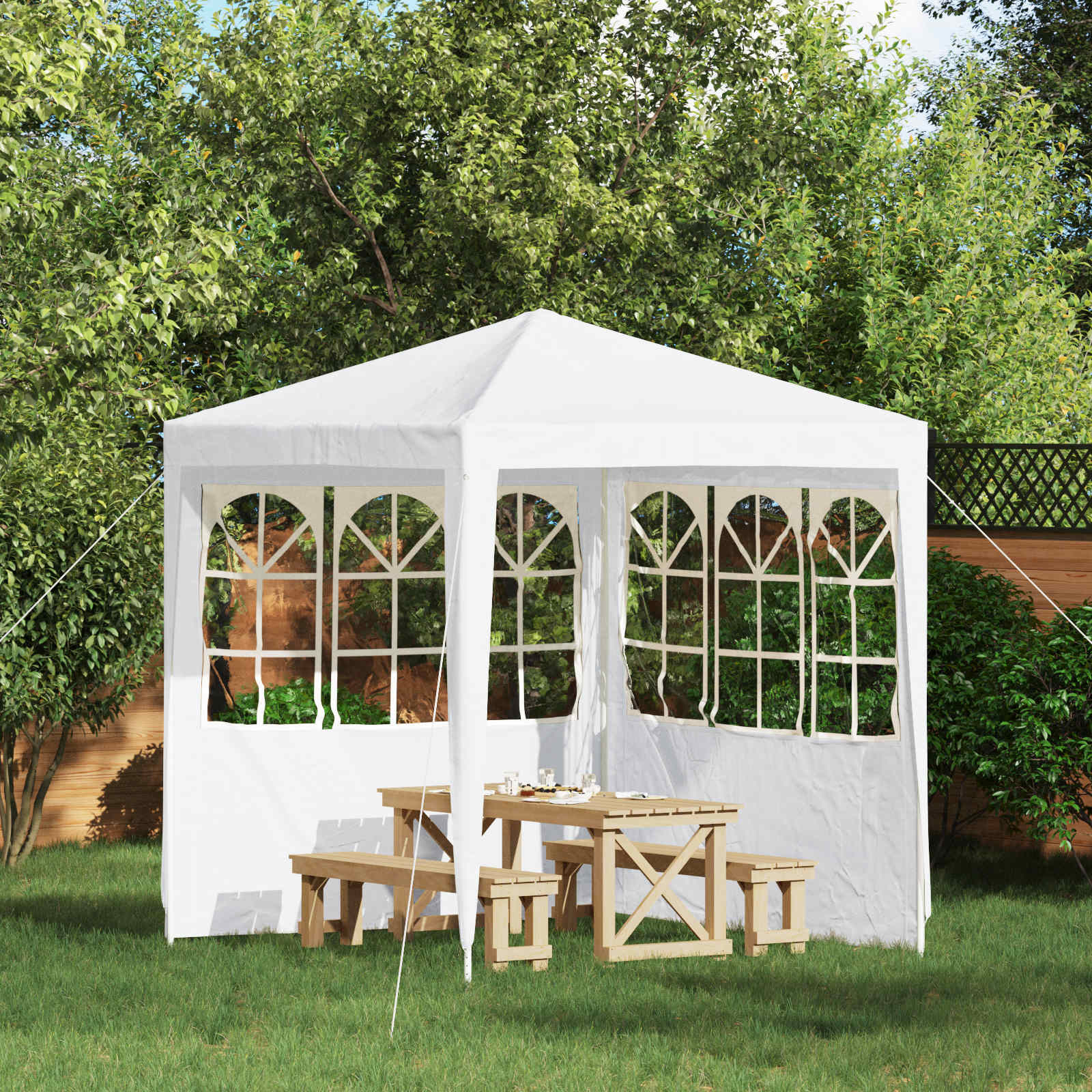 Parete per tenda da festa 2 pcs 200 x 195 cm Bianco
