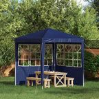 Parete per tenda da festa 2 pcs 200 x 195 cm Blu PE e Acciaio