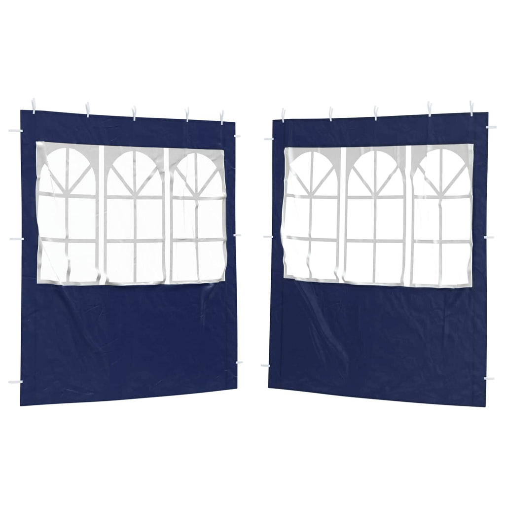 Parete per tenda da festa 2 pcs 200 x 195 cm Blu PE e Acciaio