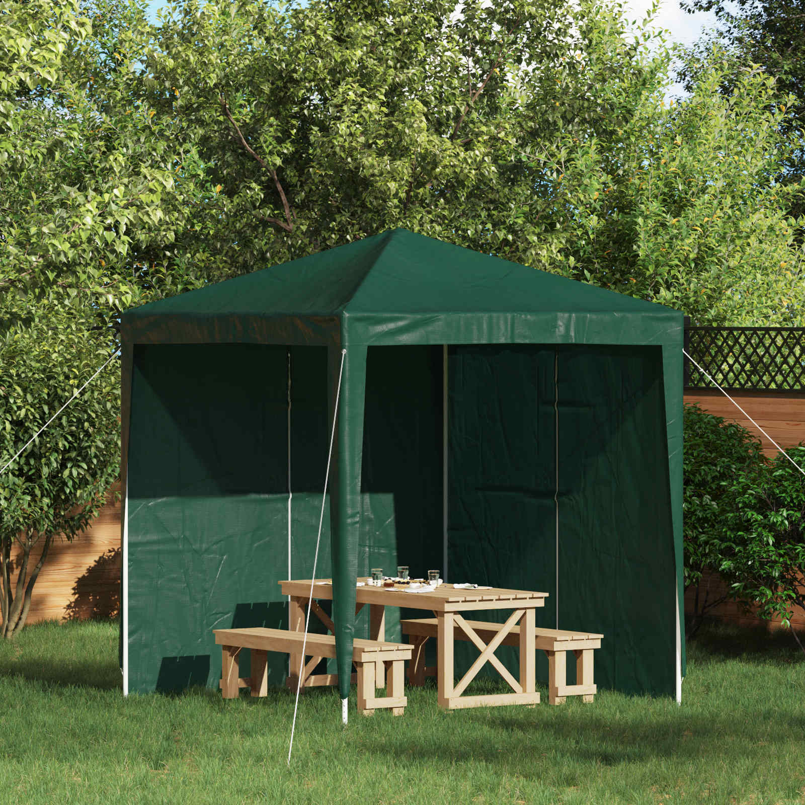 Parete per tenda da festa 2 pcs Verde 200 x 195 cm PE e Acciaio