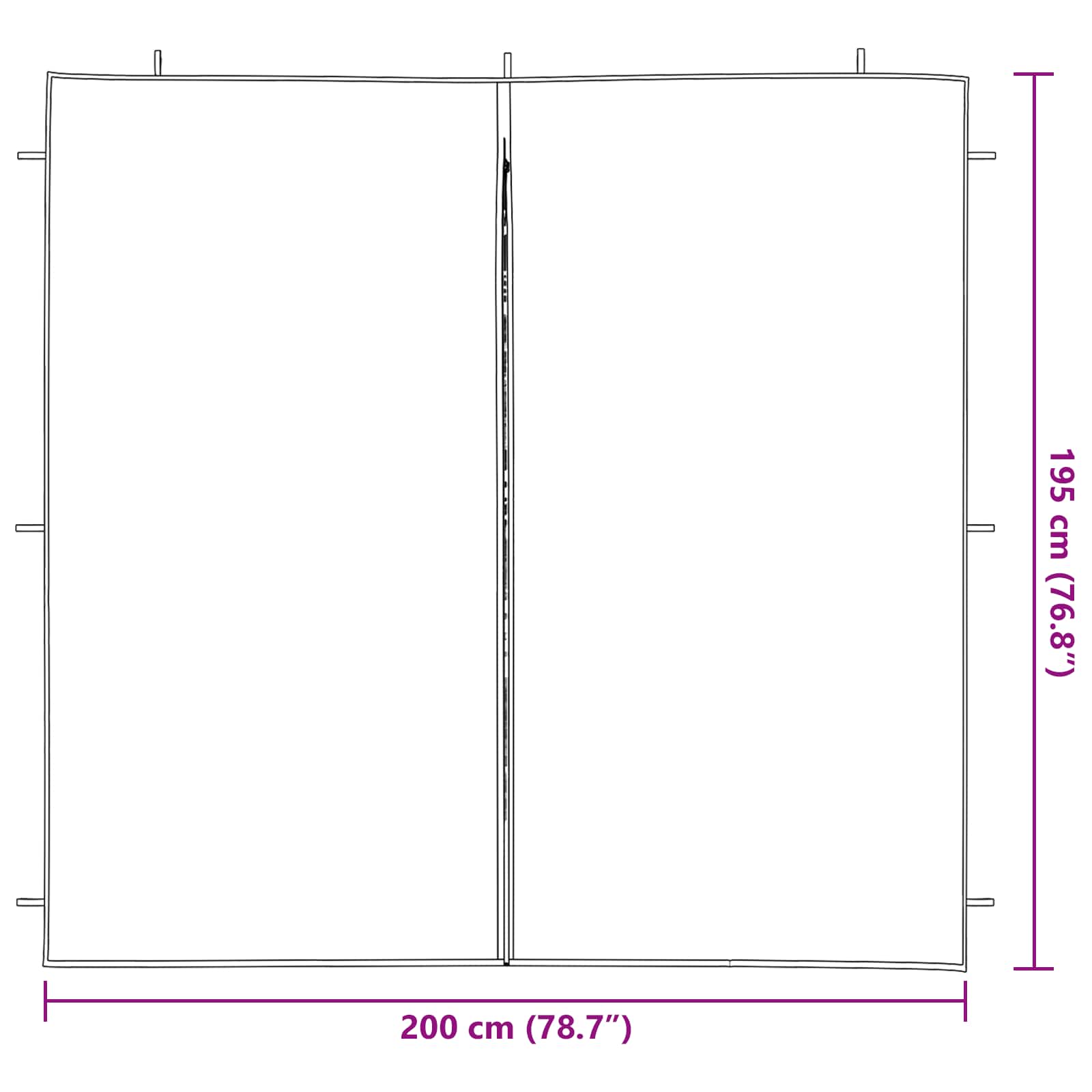 Parete per tenda da festa 2 pcs Verde 200 x 195 cm PE e Acciaio
