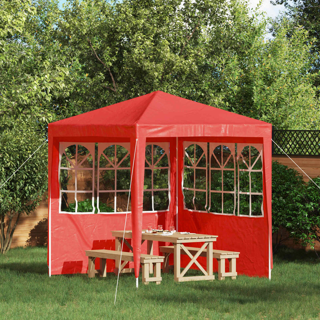 Parete per tenda da festa 2 pcs 200 x 195 cm Rosso PE e Acciaio