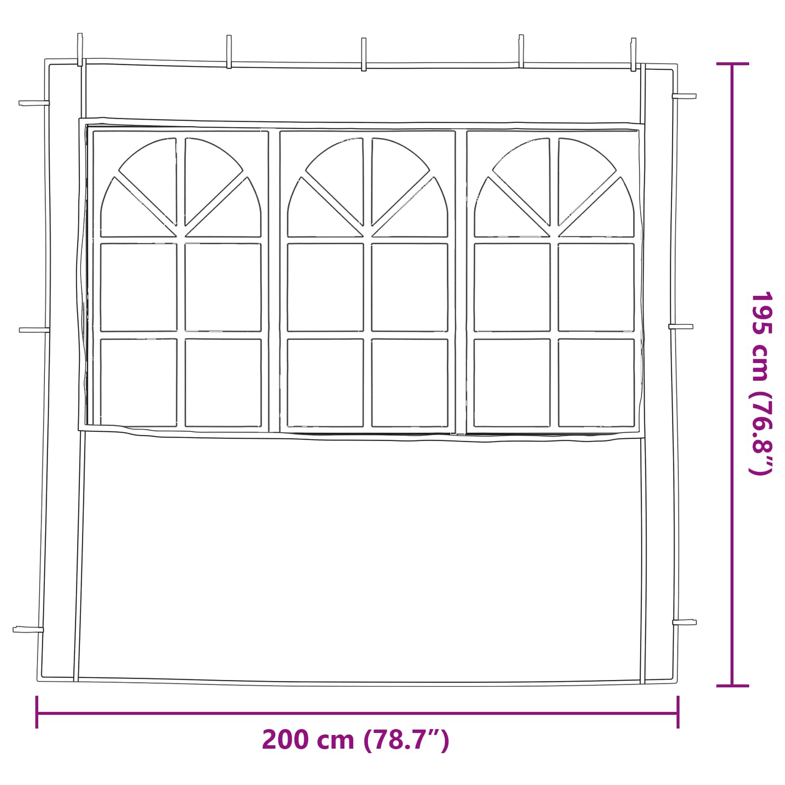 Parete per tenda da festa 2 pcs 200 x 195 cm Rosso PE e Acciaio