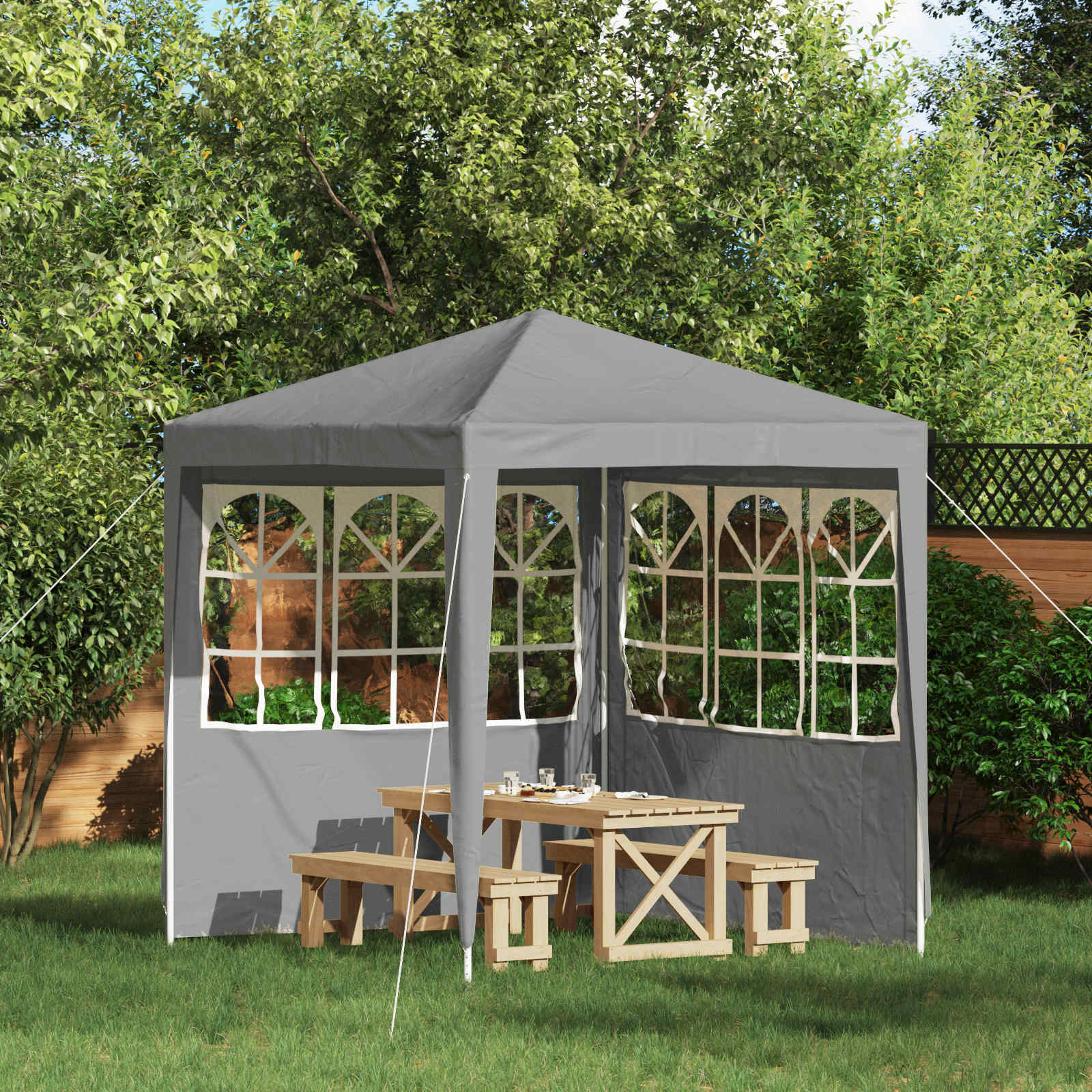 Parete per tenda da festa 2 pcs 200 x 195 cm Grigio Chiaro