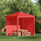 Parete per tenda da festa 2 pcs Rosso 200 x 195 cm PE e Acciaio