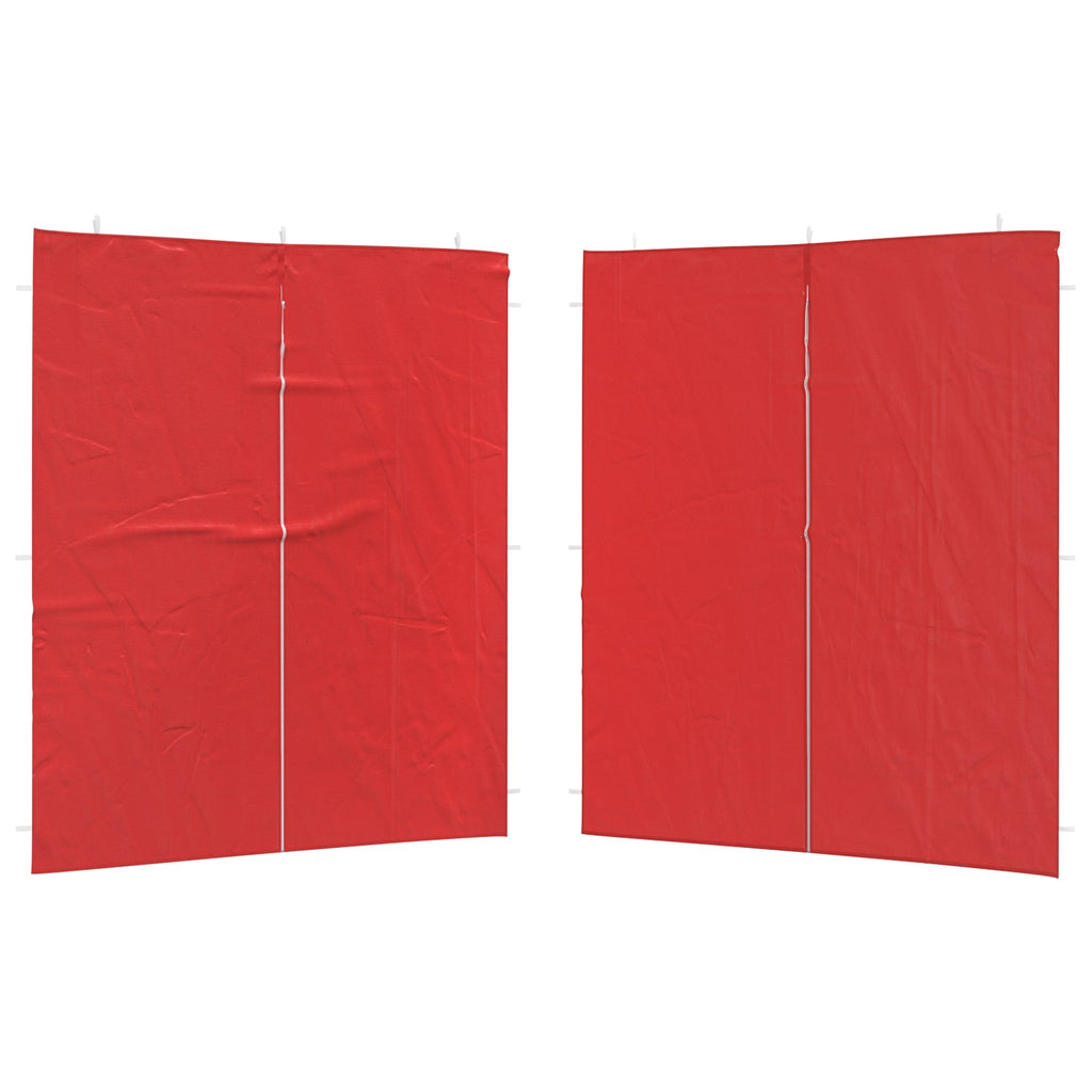 Parete per tenda da festa 2 pcs Rosso 200 x 195 cm PE e Acciaio