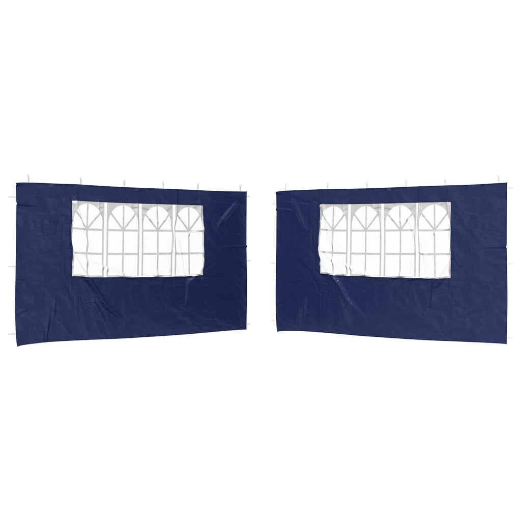 Parete per tenda da festa 2 pcs 400 x 195 cm Blu PE e Acciaio