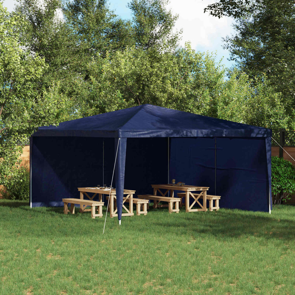 Parete per tenda da festa 2 pcs Blu 400 x 195 cm PE e Acciaio
