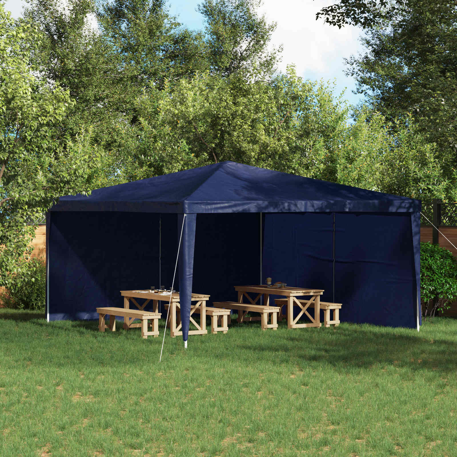Parete per tenda da festa 2 pcs Blu 400 x 195 cm PE e Acciaio