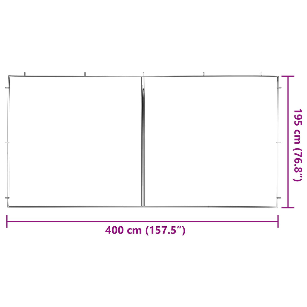 Parete per tenda da festa 2 pcs Blu 400 x 195 cm PE e Acciaio