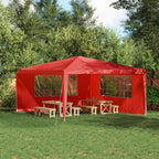 Parete per tenda da festa 2 pcs 400 x 195 cm Rosso PE e Acciaio