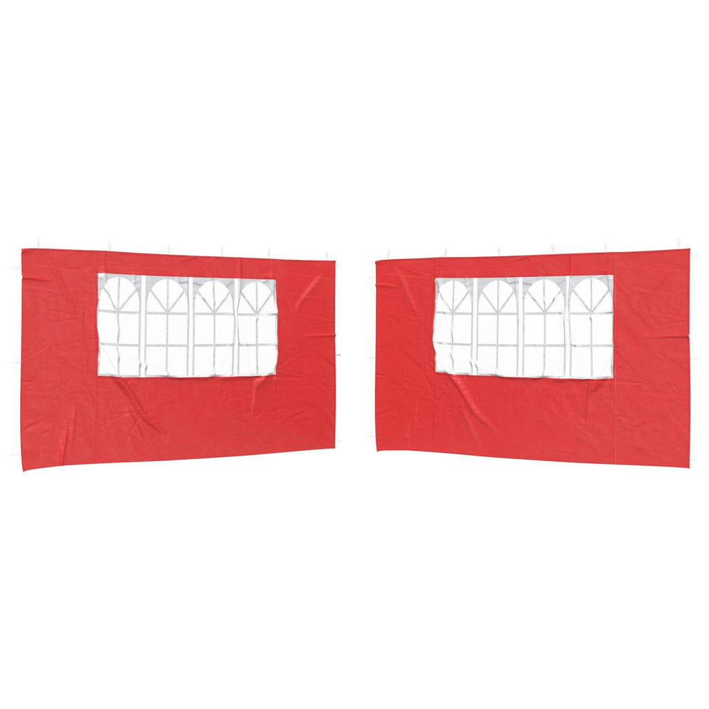 Parete per tenda da festa 2 pcs 400 x 195 cm Rosso PE e Acciaio
