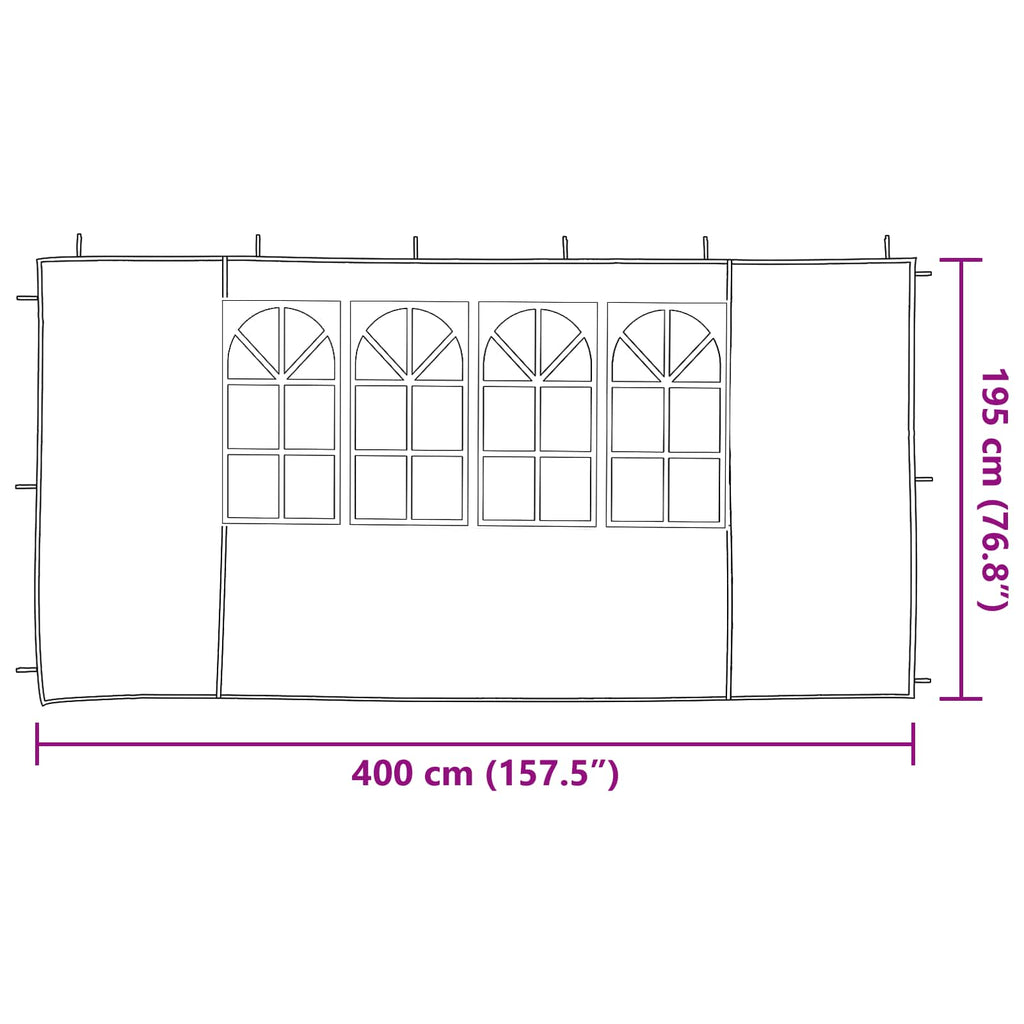 Parete per tenda da festa 2 pcs 400 x 195 cm Grigio Chiaro